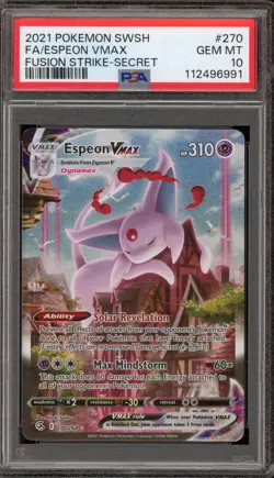 Pokemon Espeon VMAX Fusion Strike Secret Rare Full Alt Art #270 PSA 10 - Image 1