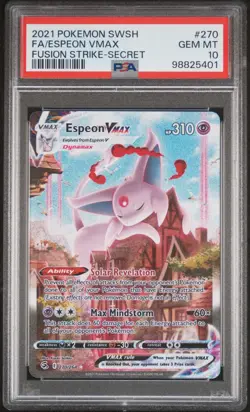 Espeon VMAX 270/264 Pokemon SWSH Fusion Strike Secret Rare Full Alt Art PSA 10 - Image 1