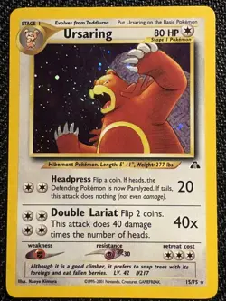 Pokemon TCG Ursaring Holo Card 15/75 Neo Discovery Rare Lightly Played Excellent - Image 1