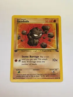 1st Edition Geodude 47/62 Fossil Common Pokemon TCG Vintage WotC 1999 NM - Image 1