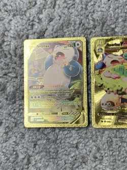 Set of 2 Snorlax HP150 Gold Accent+Snorlax VMax HP340 Gold Foil Fan Art Cards - Image 2