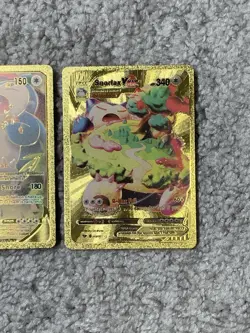 Set of 2 Snorlax HP150 Gold Accent+Snorlax VMax HP340 Gold Foil Fan Art Cards - Image 3