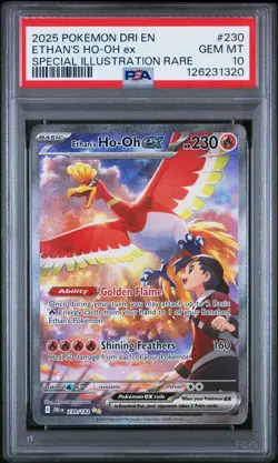2025 POKEMON DESTINED RIVALS 230/182 ETHAN'S HO-OH EX ILLUSTRATION RARE PSA 10 - Image 1