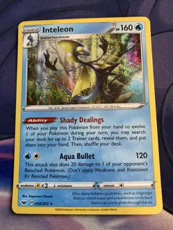 Pokemon TCG Sword and Shield Base Holo Inteleon 058/202 - Image 1