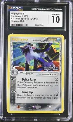 CGC 10 Mightyena EX Delta Species 24/113 Reverse Holo Stamped Pokemon Card - Image 1