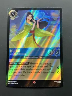 Disney Lorcana Fabled Mulan Considerate Diplomat Holo Foil #142/204 Super Rare - Image 1