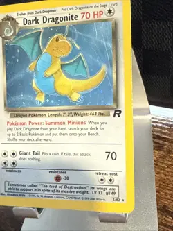 Pokemon Dark Dragonite Holo #5/82 Team Rocket Rare Vintage TCG Card - Image 3