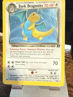 Pokemon Dark Dragonite Holo #5/82 Team Rocket Rare Vintage TCG Card - Image 4