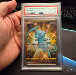 PSA 10 GEM MINT Mew Full Art Gold Pokemon Celebrations 025/025 2021 Card - Image 1