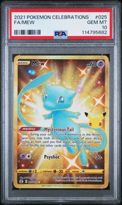 PSA 10 Gem Mint Pokemon 2021 Mew Full Art Celebrations Gold #025 025/025 - Image 1