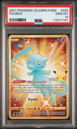 PSA 10 Gem Mint Pokemon 2021 Mew Full Art Celebrations Gold #025 (NEW CERT!) - Image 1