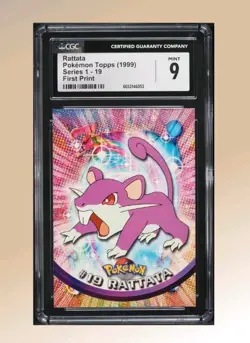 1999 Topps Pokemon Series 1 First Print Rattata #19 CGC 9 MINT - Image 1