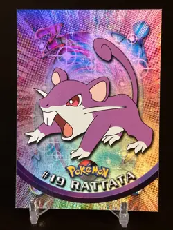 Topps Pokemon Card #19 Rattata Holo Blue Logo NM - Image 1