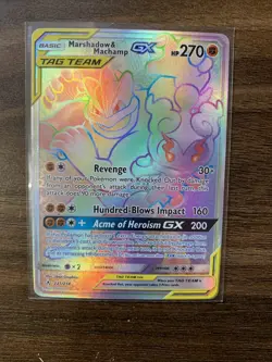 Pokemon TCG Machamp and Marshadow GX Tag Team Secret Rainbow Rare Card! - Image 1