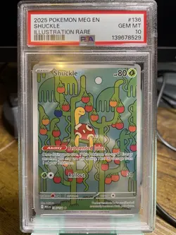 Pokemon TCG Shuckle Holo Mega Evolution Illustration Card 136/132 PSA 10 - Image 1