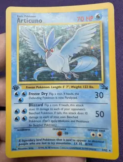 Articuno 2/62 Fossil-1st Edition Holo LP Vintage Pokemon Card WOTC 1999 Rare - Image 1