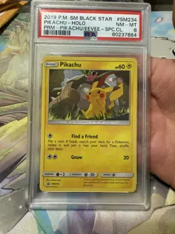 2019 POKEMON SM BLACK STAR PROMO #SM234 PIKACHU-HOLO PSA 8 - Image 1