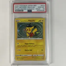 2020 POKEMON SWSH BLACK STAR PROMO #074 SPECIAL DELIVERY PIKACHU-HOLO PSA 10 - Image 1