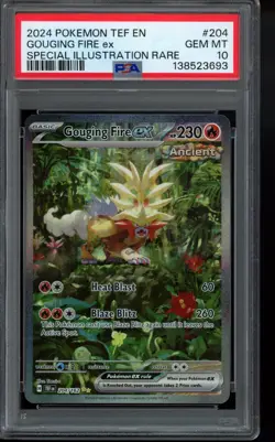 PSA 10 - 2024 Gouging Fire ex 204/162 SV05: Temporal Forces Holo Pokemon - Image 1