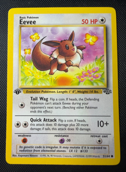 Pokemon TCG 1st Edition Eevee 51/64 Regular 1999 Jungle NM - Image 1