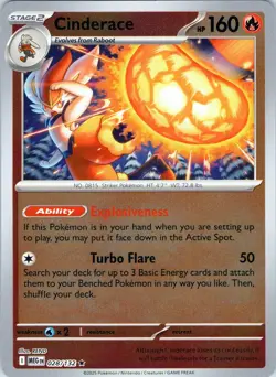 028/132 - Cinderace Reverse Holo - Mega Evolution - Pokemon - NM/M - MEG - Image 1