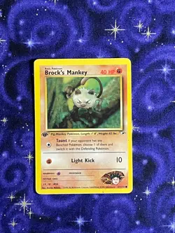 Pokemon TCG Brock's Mankey 67/132 1st Edition Gym Heroes - LP - Image 1