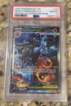 2025 POKEMON PFL EN-PHANTASMAL FLAMES #125 MEGA CHARIZARD X EX PSA 10 - Image 1