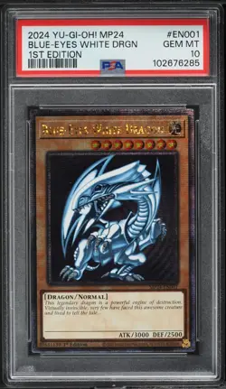 2024 YU-GI-OH! MP24-25TH ANV TIN: DUELING MIRRORS BLUE-EYES WHITE DRAGON PSA 10 - Image 1