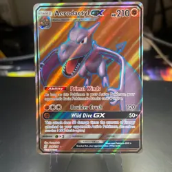 Pokemon TCG SM Unified Minds Aerodactyl GX # 224 / 236 Ultra Rare Near Mint - Image 1