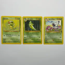 Pokemon TCG Caterpie Metapod Butterfree 3-Card Evolution Lot WOTC Vintage 1999 - Image 1