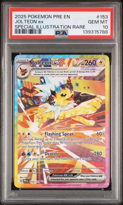 2025 POKEMON PRISMATIC EVOLUTIONS SPECIAL ILLUSTRATION RARE JOLTEON EX PSA 10 - Image 1