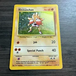 Pokemon TCG Hitmonchan Base Set 7/102 Holo Unlimited Holo Rare HP - Image 1