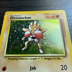 Pokemon TCG Hitmonchan Base Set 7/102 Holo Unlimited Holo Rare HP - Image 2
