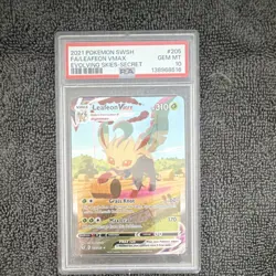 2021 Pokemon Evolving Skies Leafeon VMAX Alternative Art #205 PSA 10 - Image 1