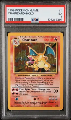 1999 POKEMON BASE SET UNLIMITED #4 CHARIZARD-HOLO PSA 5 - Image 1