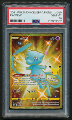 Mew 025/025 Full Art Gold Holo Pokemon 2021 Celebrations PSA 10 GEM - Image 1