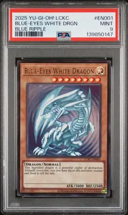 Blue Eyes White Dragon EN001-110 Ripple Yugioh PSA 9 - Image 1