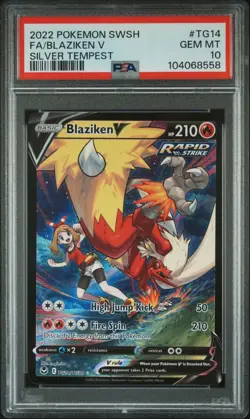 2022 Pokemon Silver Tempest FA/BLAZIKEN V TG14/TG30 HOLO RARE TCG PSA 10 Free SH - Image 1