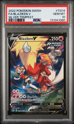 2022 POKEMON SWORD & SHIELD SILVER TEMPEST #TG14 FULL ART/BLAZIKEN V PSA 10 - Image 1