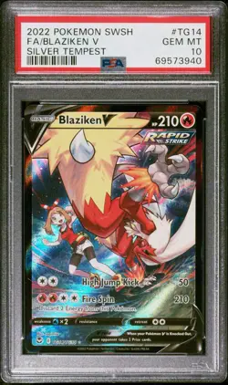2022 POKEMON SWORD & SHIELD SILVER TEMPEST #TG14 FULL ART/BLAZIKEN V PSA 10 - Image 1