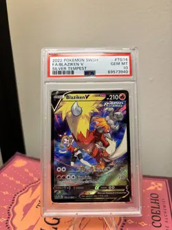 2022 POKEMON SWORD & SHIELD SILVER TEMPEST #TG14 FULL ART/BLAZIKEN V PSA 10 - Image 4