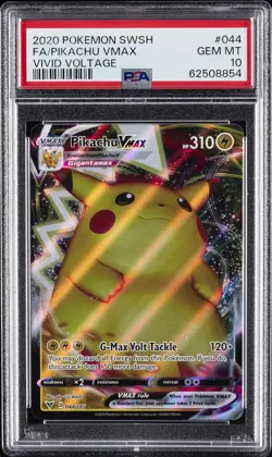 2020 POKEMON SWORD & SHIELD VIVID VOLTAGE #044 FULL ART/PIKACHU VMAX PSA 10 - Image 1