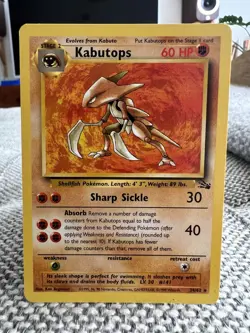 Kabutops Fossil Set 24/62 Near Mint or Excellent Rare Non Holo Pokemon Card 1999 - Image 1
