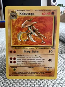 Kabutops Fossil Set 24/62 Near Mint or Excellent Rare Non Holo Pokemon Card 1999 - Image 3