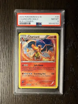 Charizard PSA 8 Pokemon 2012 B&W Boundaries Crossed Cosmos Holo HD Swirl Low POP - Image 4