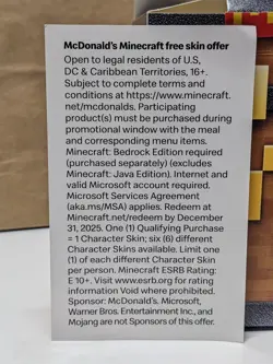 MCDONALD’S Minecraft Movie Adult Happy Meal Toy Fry Helmet, Card & Unused Code - Image 2