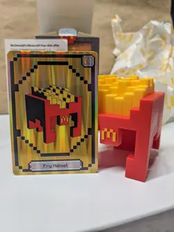 MCDONALD’S Minecraft Movie Adult Happy Meal Toy Fry Helmet, Card & Unused Code - Image 3