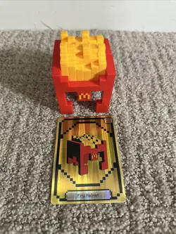 2025 McDonald's Minecraft Movie Fry Helmet Happy Meal Toy With Unused Code Card - Image 1