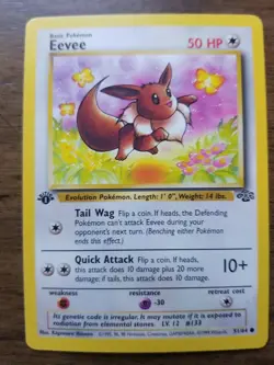1999 1st Edition Jungle Eevee Pokemon Card #51/64 Near Mint/Mint Unplayed - Image 1
