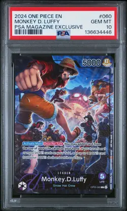 2024 ONE PIECE PROMOS PSA MAGAZINE EXCLUSIVE #060 MONKEY D. LUFFY PSA 10 - Image 1